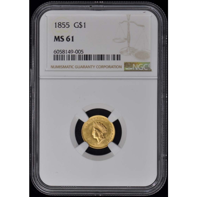 1855 Gold Dollar - Type 2 G$1 NGC MS61