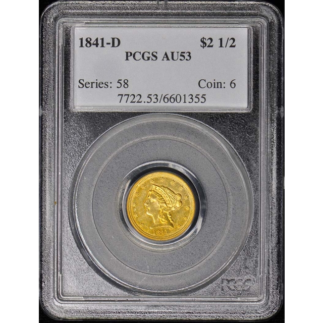 1841-D $2.50 Liberty Head Quarter Eagle PCGS AU53