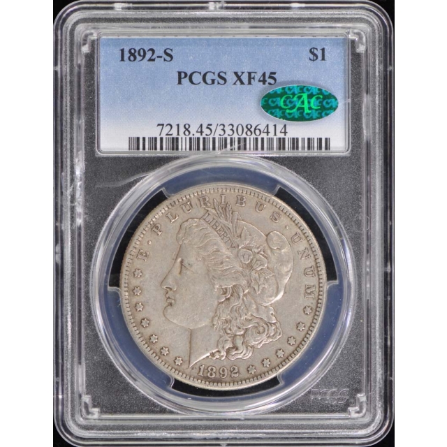 1892-S $1 Morgan Dollar PCGS XF45 (CAC)
