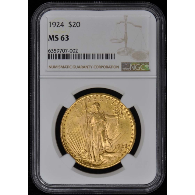 1924 Saint-Gaudens $20 NGC MS63
