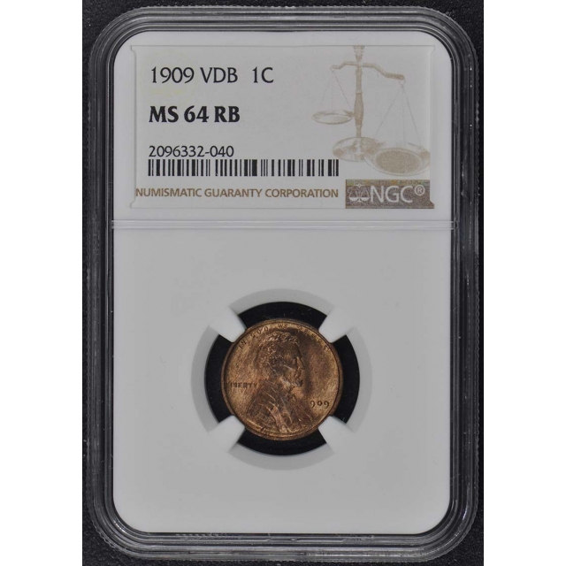 1909 VDB Wheat Reverse Lincoln Cent 1C NGC MS64RB