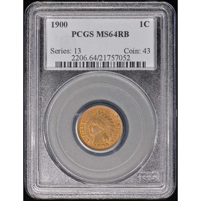 1900 1C Indian Cent - Type 3 Bronze PCGS MS64RB