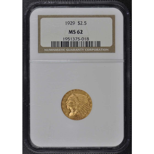 1929 Indian $2.50 NGC MS62