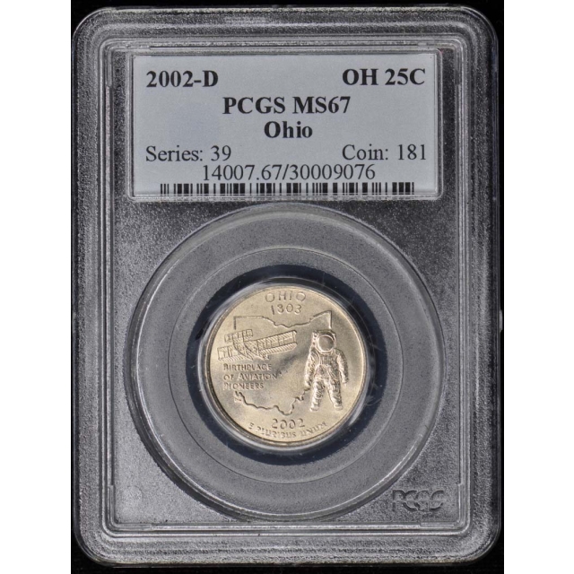 2002-D 25C Ohio Washington 50 States Quarters PCGS MS67