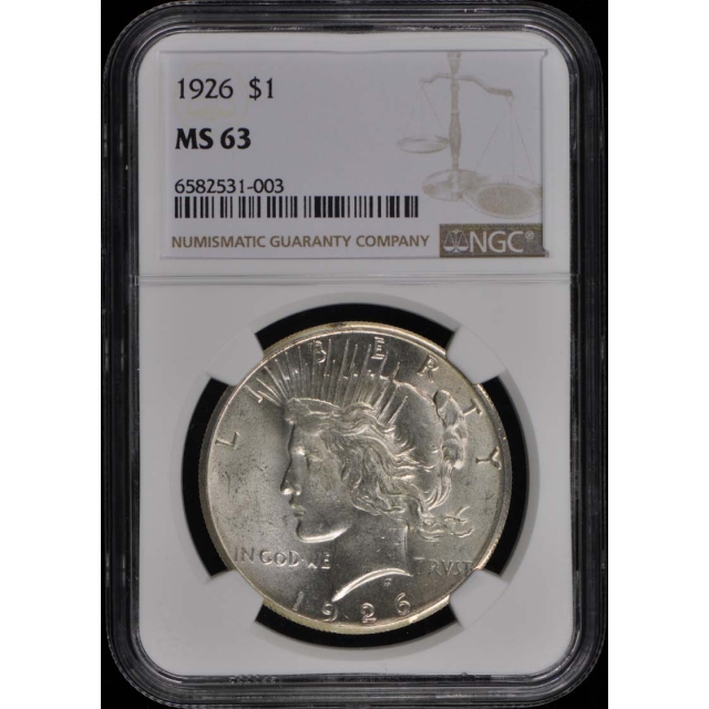 1926 Peace Dollar S$1 NGC MS63