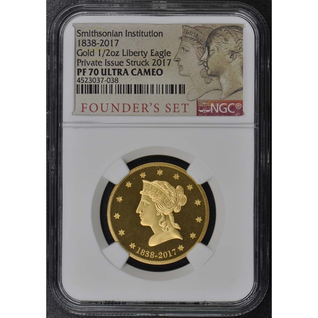 1838-2017 2pc Gold NGC PF 70 Smithsonian Founder's Set