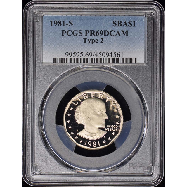 1981-S SBA$1 Type 2 Susan B. Anthony Dollar PCGS PR69DCAM