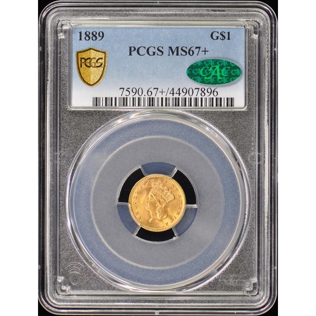 1889 G$1 Gold Dollar PCGS MS67+ (CAC)