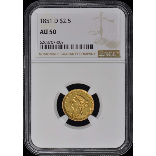 1851-D Quarter Eagle $2.50 NGC AU50