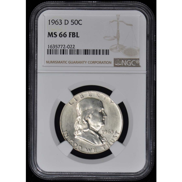 1963-D Franklin Half Dollar 50C NGC MS66FBL