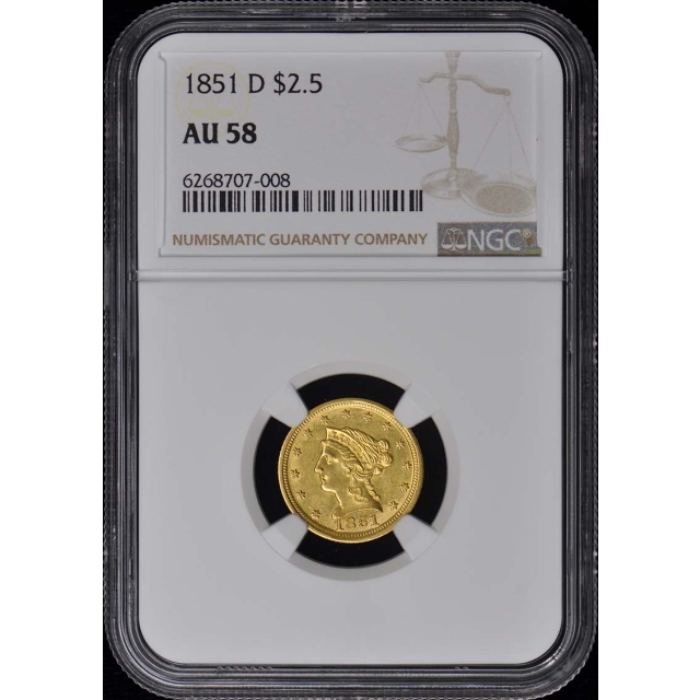 1851-D Quarter Eagle $2.50 NGC AU58