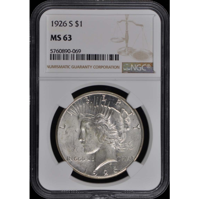 1926-S Peace Dollar S$1 NGC MS63