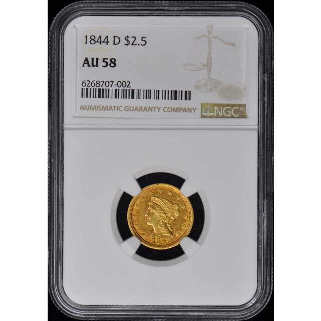 1844-D Quarter Eagle $2.50 NGC AU58