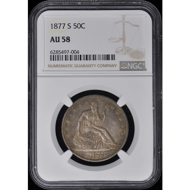 1877 S Seated Liberty Half Dollar - Motto 50C NGC AU58