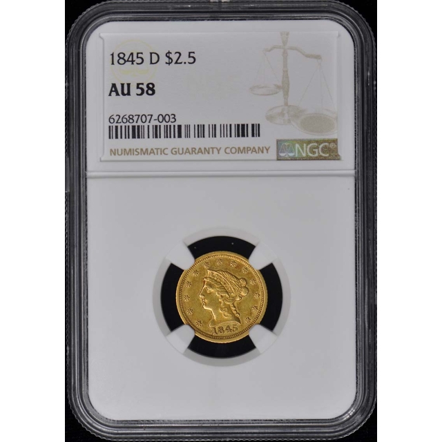 1845-D Quarter Eagle $2.50 NGC AU58