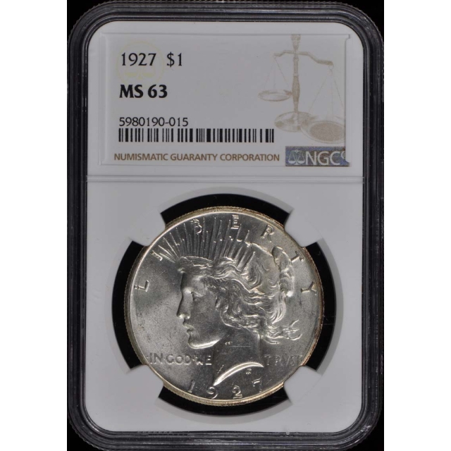 1927 Peace Dollar S$1 NGC MS63