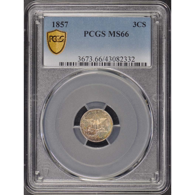 1857 3CS Three Cent Silver PCGS MS66