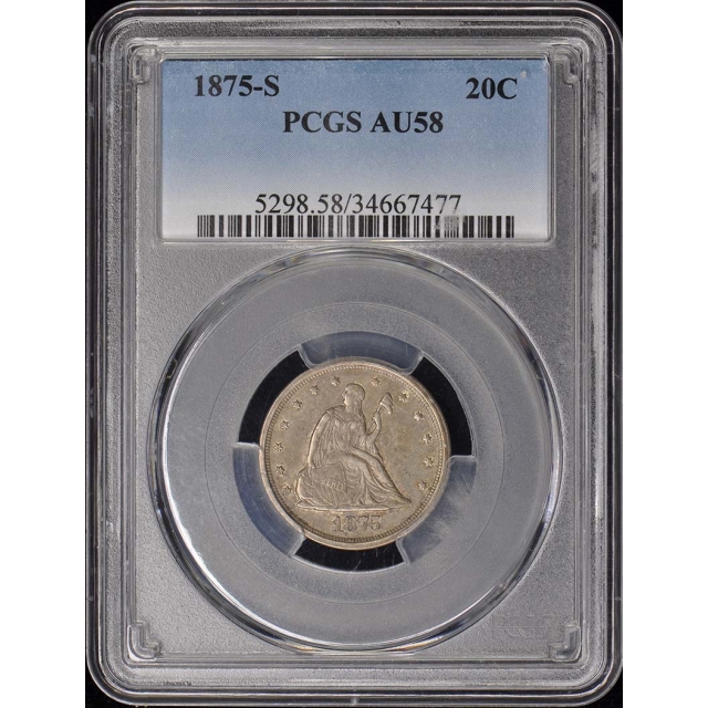 1875-S 20C Twenty Cent PCGS AU58