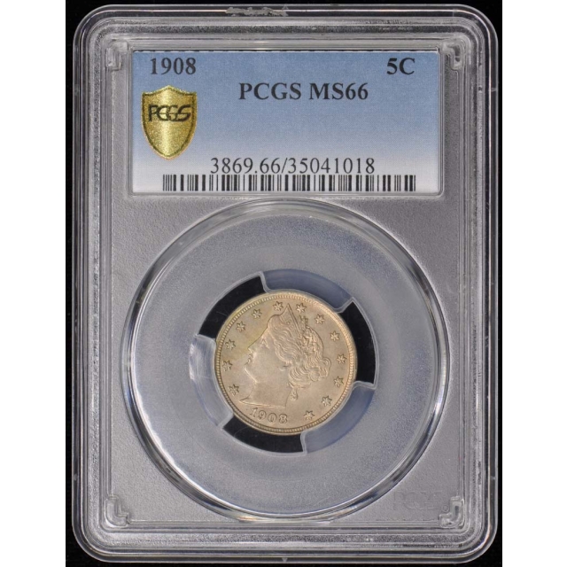 1908 5C Liberty Nickel PCGS MS66