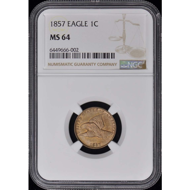 1857 Flying Eagle Cent 1C NGC MS64