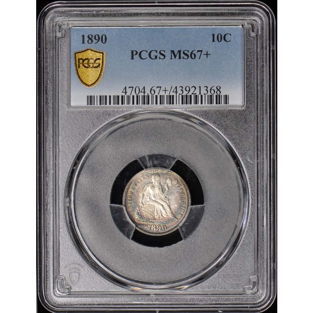 1890 10C Liberty Seated Dime PCGS MS67+