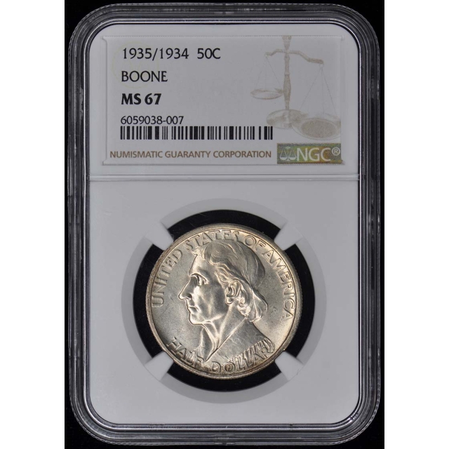BOONE 1935/1934 Silver Commemorative 50C NGC MS67