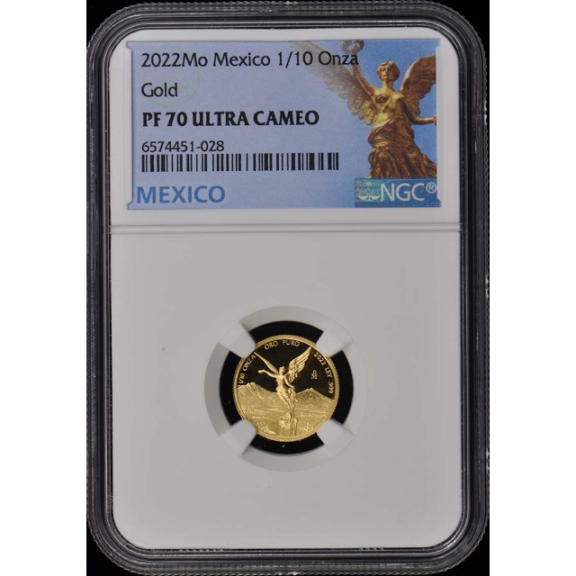 2022 Mo Mexico 1/10 Onza Gold Libertad NGC PF70 