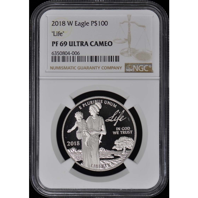 2018-W LIFE $100 1oz Proof Platinum Eagle NGC PF69 UC