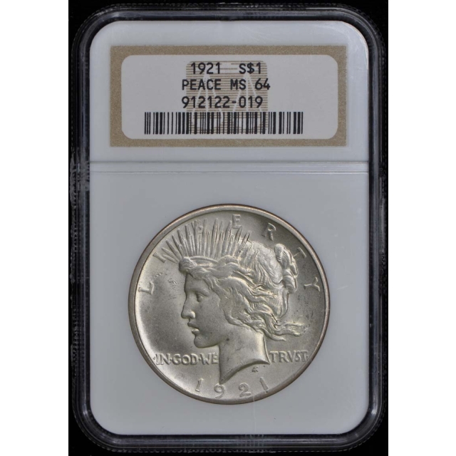 1921 Peace Dollar HIGH RELIEF S$1 NGC MS64