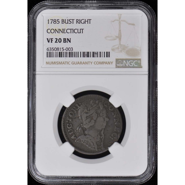 1785 BUST RIGHT CONNECTICUT Colonial NGC VF20BN