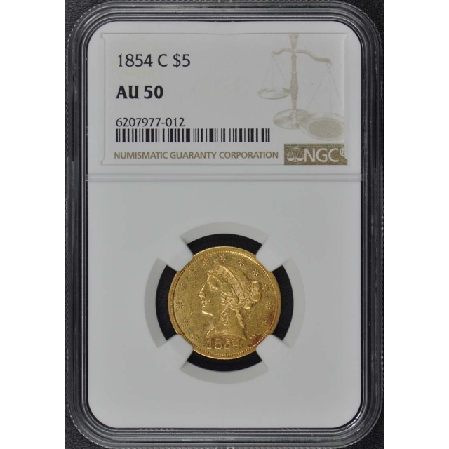 1854-C Half Eagle - No Motto $5 NGC AU50