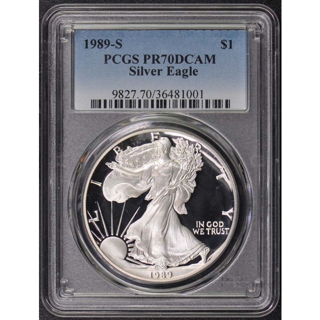 1989-S $1 Silver Eagle PCGS PR70DCAM