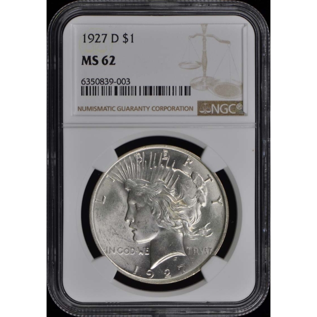 1927-D Peace Dollar S$1 NGC MS62
