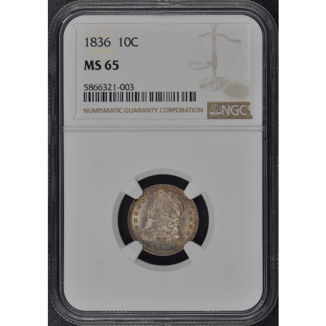 1836 Capped Bust Dime, Sm Size 10C NGC MS65