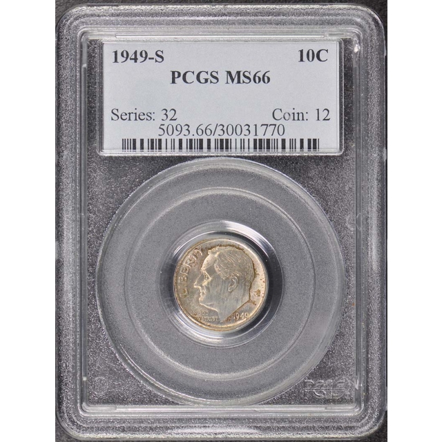 1949-S 10C Roosevelt Dime PCGS MS66