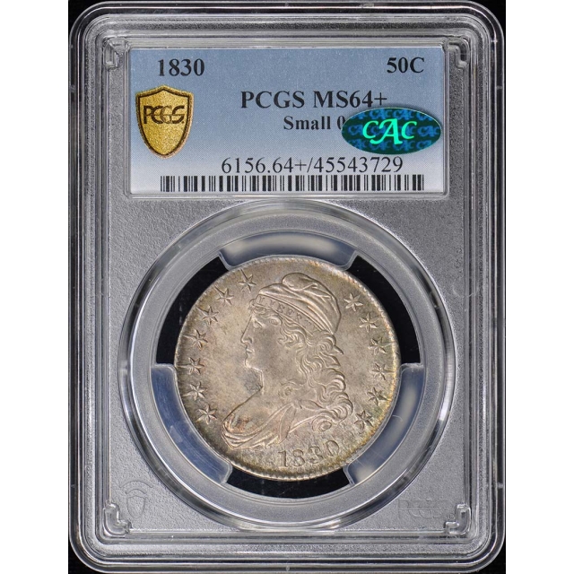 1830 50C Small 0 Capped Bust Half Dollar PCGS MS64+ (CAC)