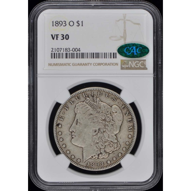 1893-O O Morgan Dollar S$1 NGC VF30 (CAC)
