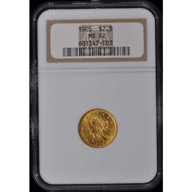 1905 Quarter Eagle $2.50 NGC MS62