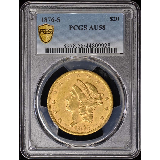 1876-S $20 Liberty Head Double Eagle PCGS AU58