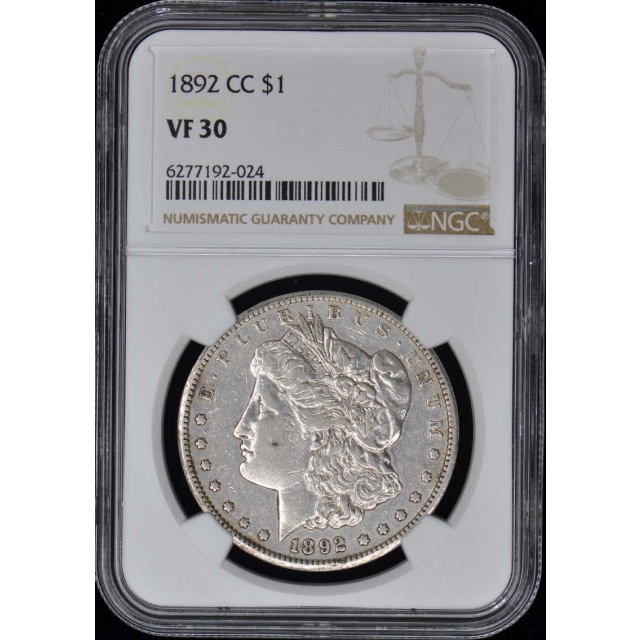 1892-CC Morgan Dollar S$1 NGC VF30