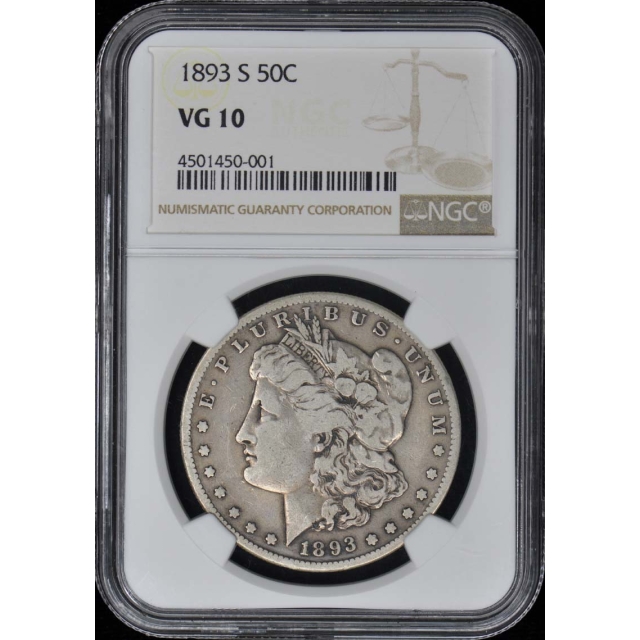 1893-S Morgan Dollar $1 NGC VG10 Holder error Says 50C