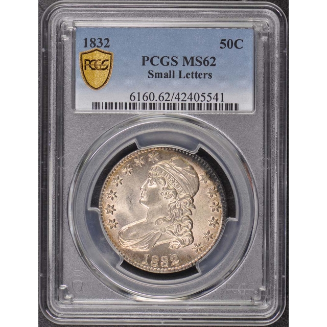1832 50C Small Letters Capped Bust Half Dollar PCGS MS62