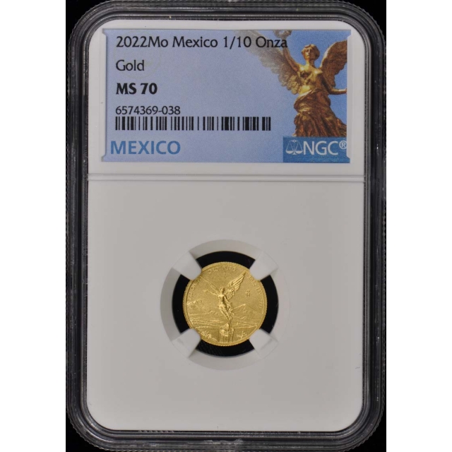 2022 Mo Mexico 1/10 Onza Gold Libertad NGC MS70