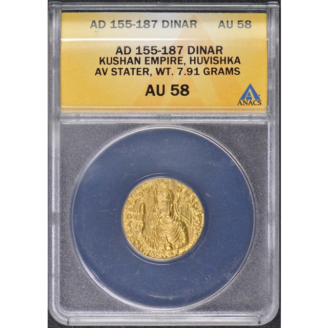 AD 155-187 Dinar Kushan Empire Huvishka AV Stater ANACS AU Gold