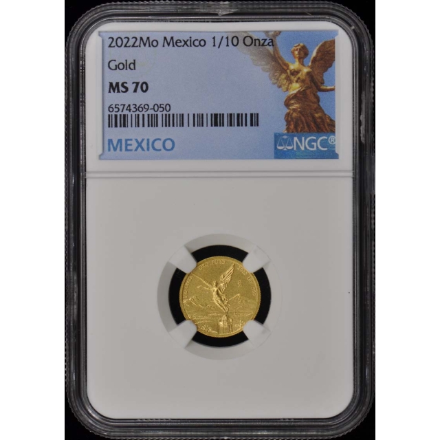 2022 Mo Mexico 1/10 Onza Gold Libertad NGC MS70