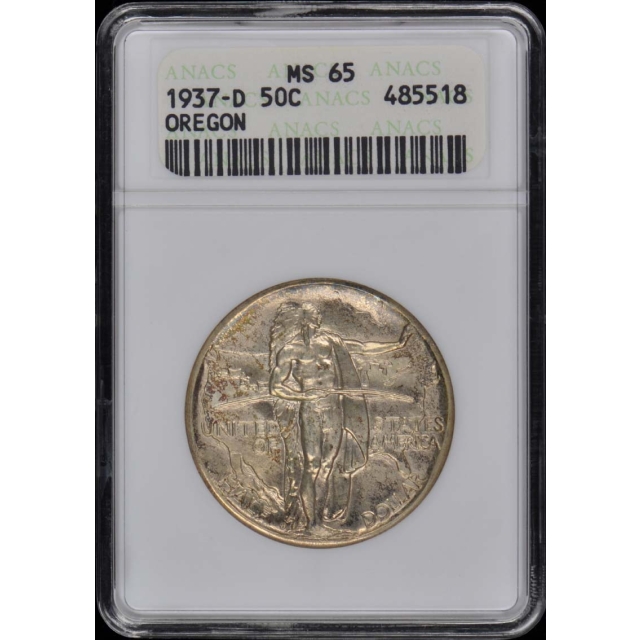 OREGON 1937-D 50C Silver Commemorative ANACS MS65