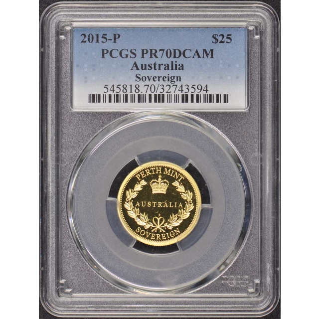 2015 P $25 Gold Australia Sovereign Proof Coin PCGS PR70 DCAM