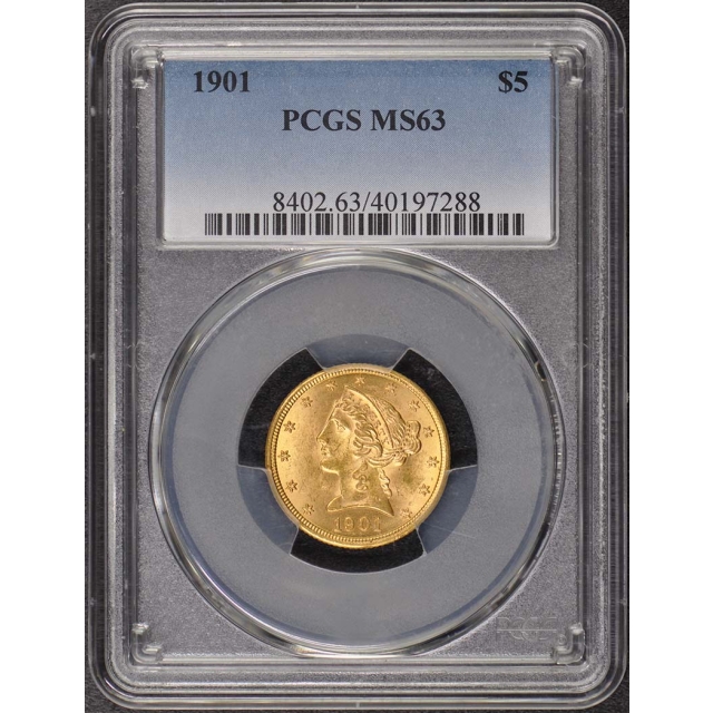 1901 $5 Liberty Head Half Eagle PCGS MS63