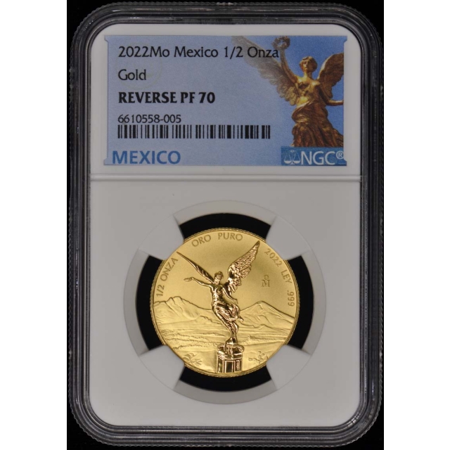 2022 Mo Mexico 1/2 oz Onza Gold Libertad NGC Reverse PF70