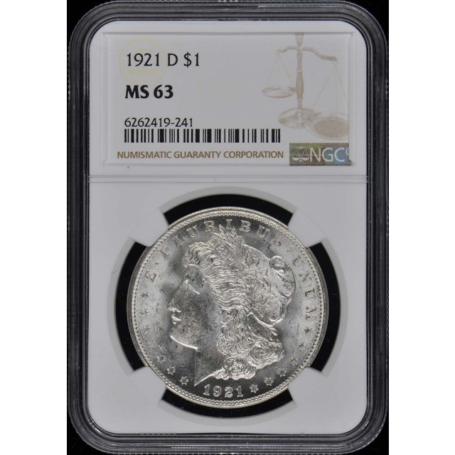 1921-D Morgan Dollar S$1 NGC MS63